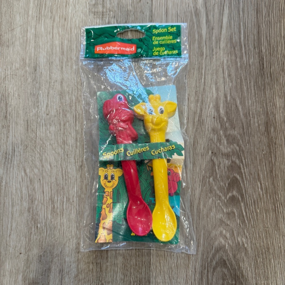 Vintage Rubbermaid Geoffrey Toucan Toys R Us Children’s Feeding Spoon Duo